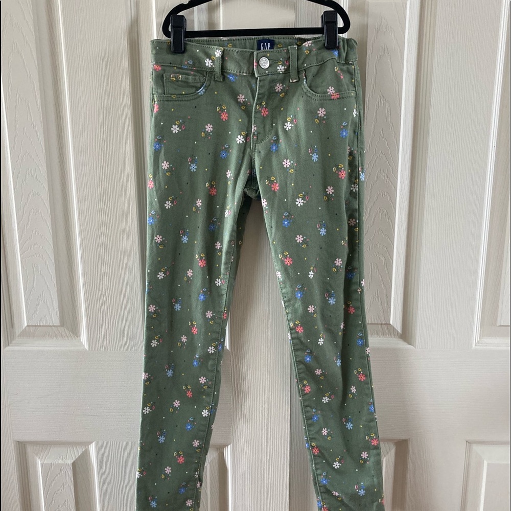 Gap Denim Green Floral Print Stretch Jeggings